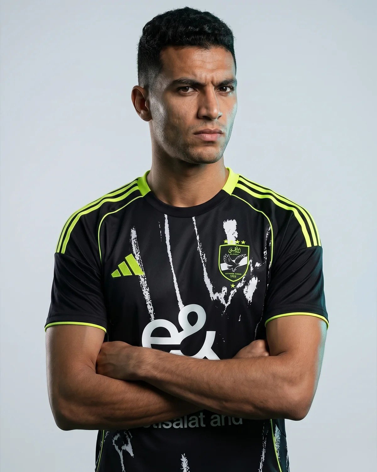 al-ahly-adidas-black-neon-yellow-football-shirt-front Ahly Third Player 2025 - Image 1