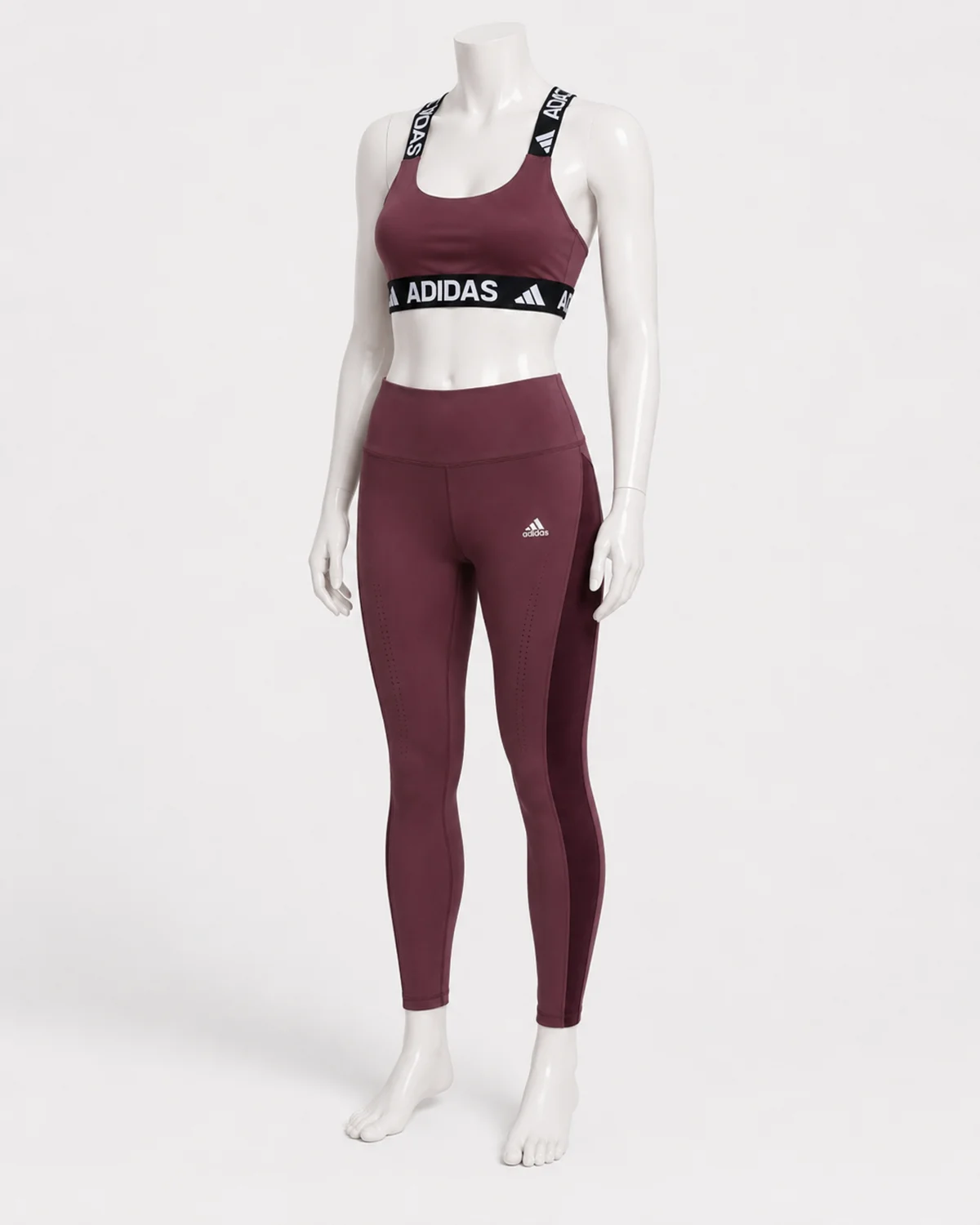 adidas-womens-training-set-burgundy-front-angle-view Seamless Activewear Set - Image 1