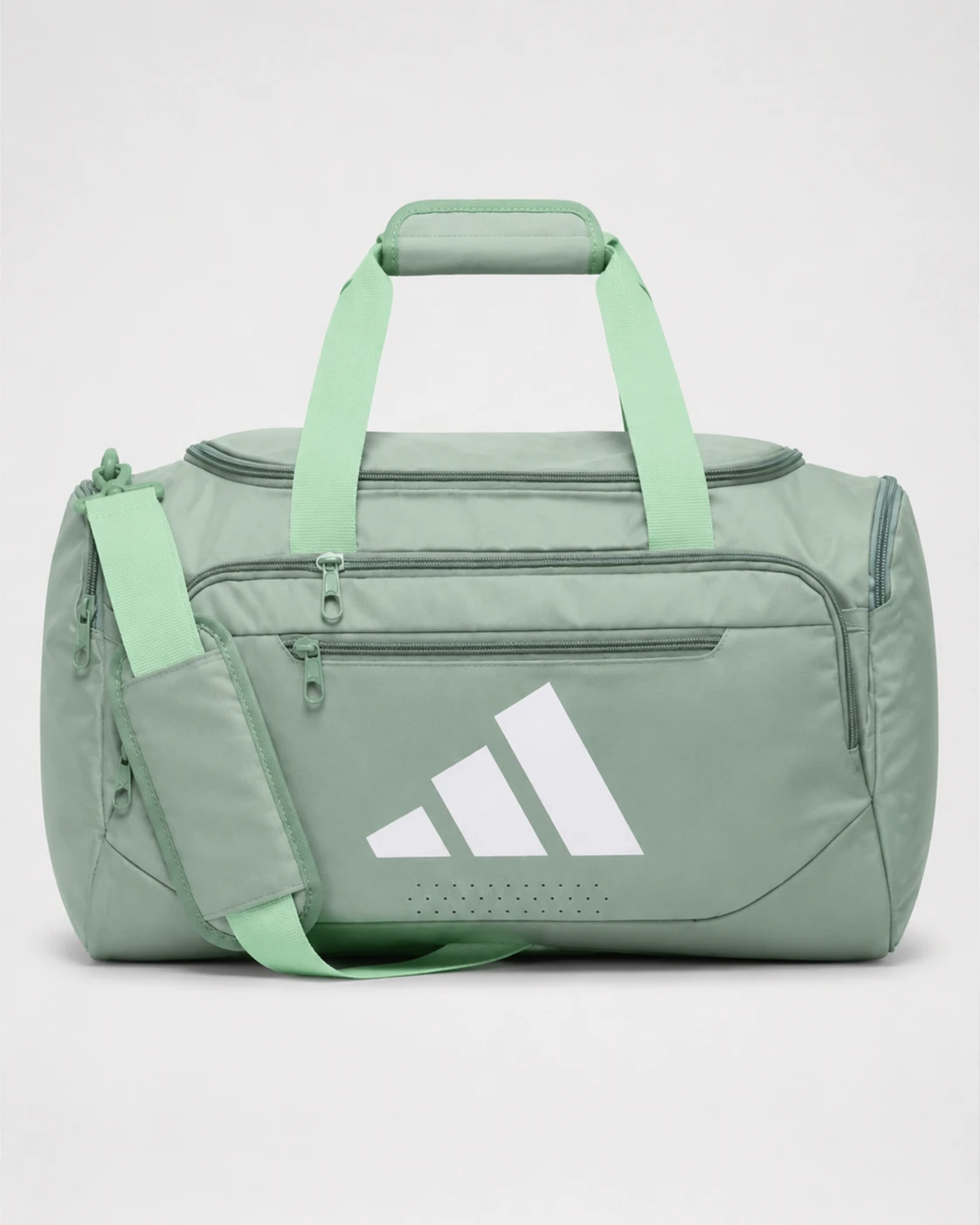 adidas-performance-duffel-bag-f2528-mint-green-front-view Adidas Performance Multi-Pocket Duffel Bag - Image 1