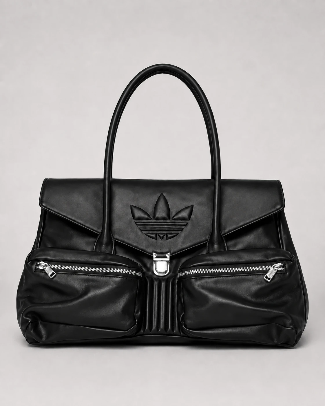 adidas-trefoil-multi-pocket-gym-bag-386-black-front-view Adidas Trefoil Multi-Pocket Gym Bag - Image 1