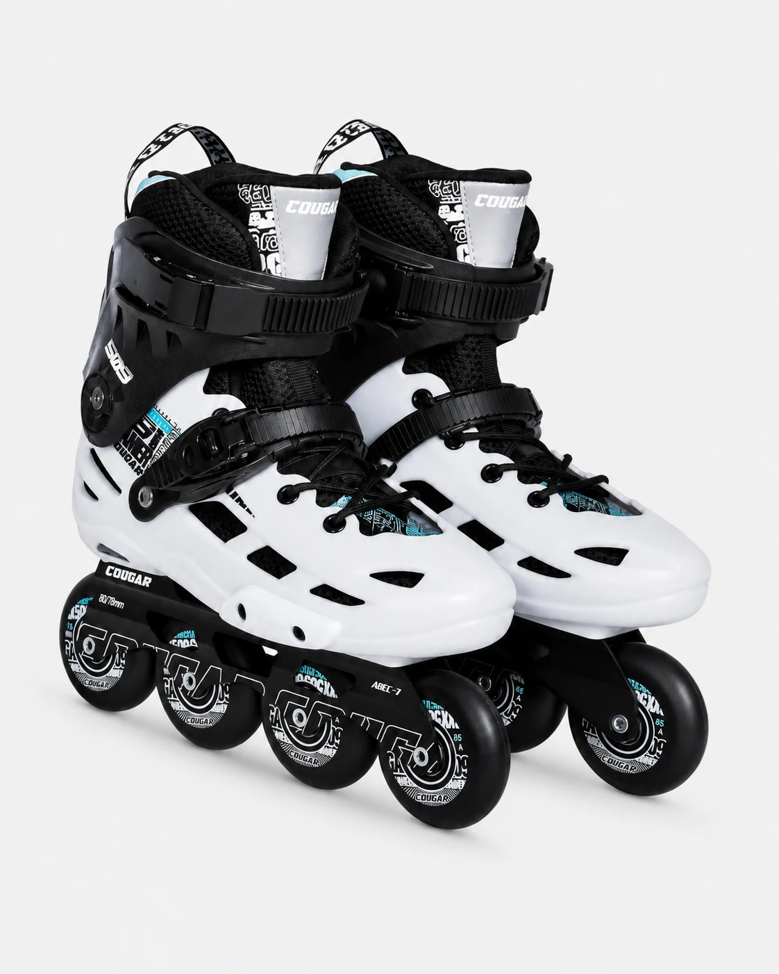 cougar-509-urban-inline-skates-white-black-pair-three-quarter-view Cougar 509 Urban Inline Skates - Image 1