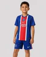 PSG Home Player Kids Kit 26/27 football jersey and shorts with home team design