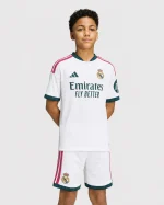 Real Madrid Home player Kids Kit 26/27 football jersey and shorts with classic home-kit design
