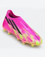 Adidas F50 Hyper Fast+ FG Shock Pink angled view